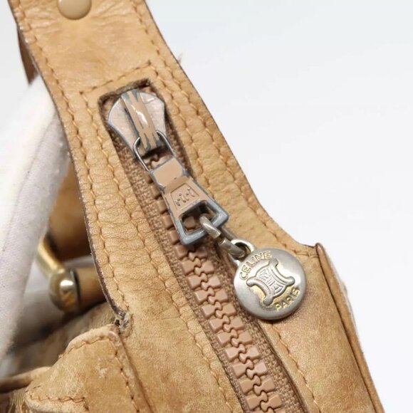 CELINE Macadam Canvas Shoulder Bag Beige Authentic - Picture 11 of 16